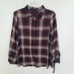 37.  Doe & Rae NWT Women's Button Up  Flannel Shirt Plaid Cabincore Fallcore